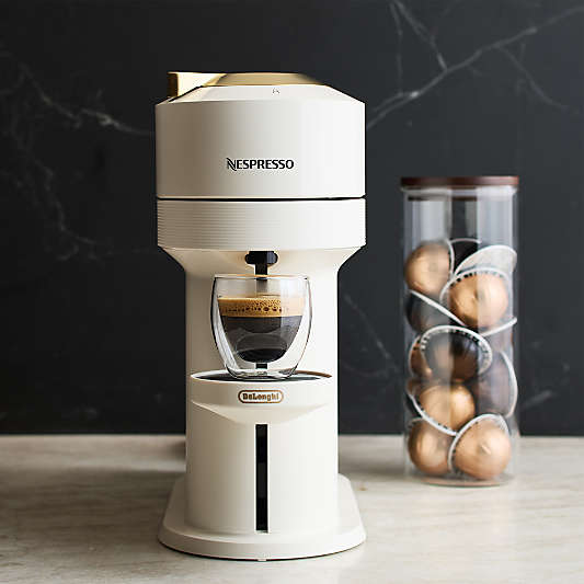 Nespresso ® by De'Longhi ® Vertuo Next Premium Coffee and Espresso Machine in Creamy White with Gold Accent