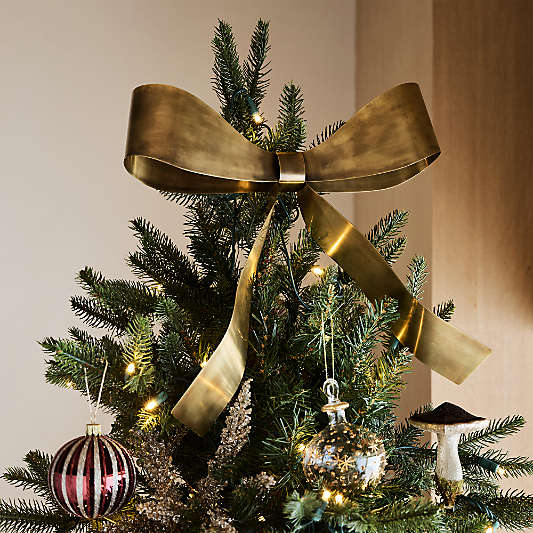 Brass Metal Bow Dual Christmas Tree Topper & Wreath Clip