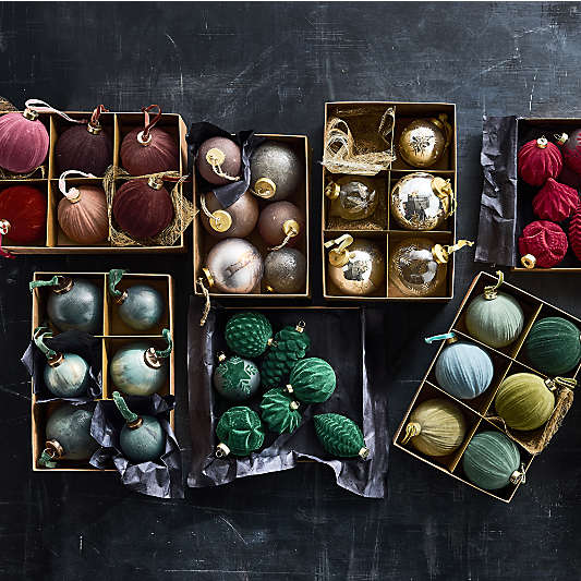 Rizzo Textured Ball Christmas Ornaments by Leanne Ford, Boxed Set of 6