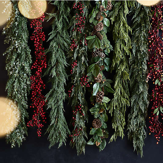 Faux Pre-Lit Cedar & Boxwood Garland 6'