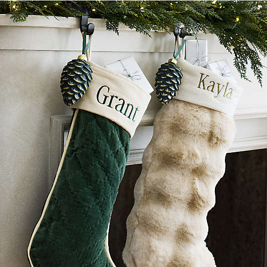 Green and Brass Pinecone Christmas Tree Ornament