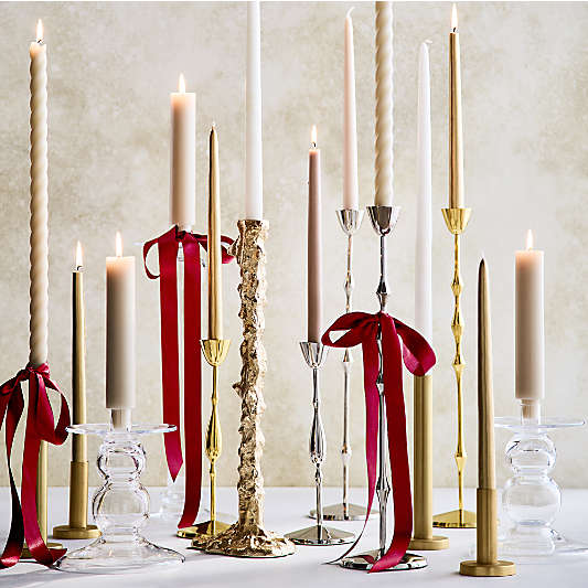 Beaded Polished Brass Finish Metal Taper Holders