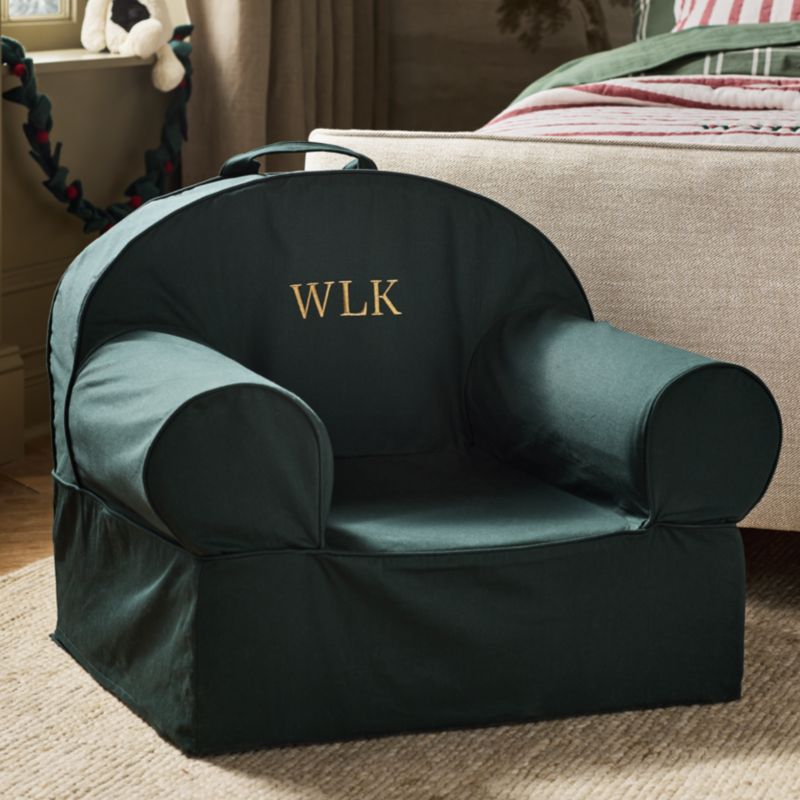Small Spruce Green Organic Cotton Kids Lounge Nod Chair - image 3 of 9