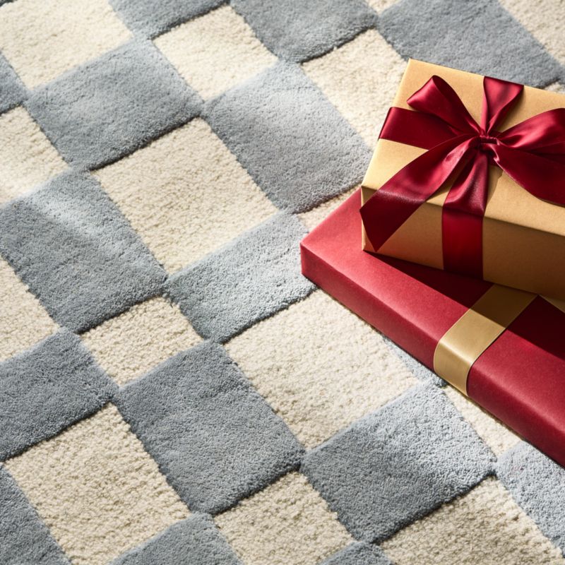 Checkerboard Blue Wool Kids Area Rug 5'x8' - image 4 of 7