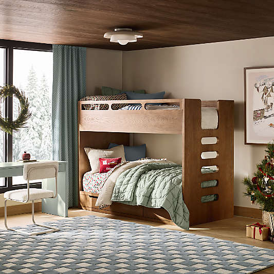 Bridgeman Hazelnut Wood Kids Twin Bunk with Storage Trundle