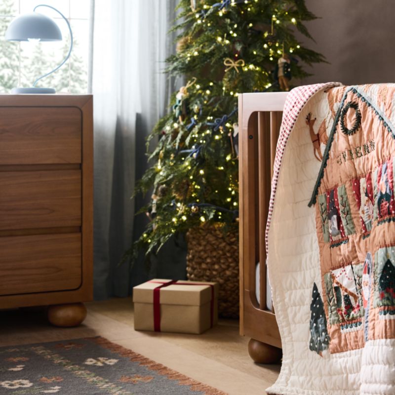 Night Before Christmas Embroidered 100% Organic Cotton Baby Crib Quilt - image 1 of 9