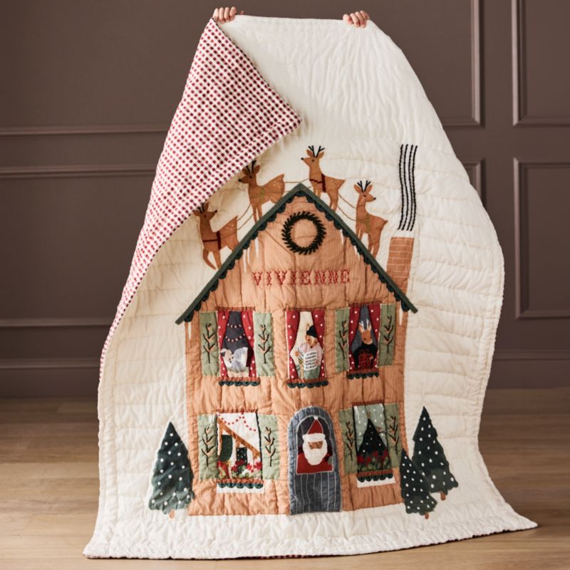 Night Before Christmas Embroidered 100% Organic Cotton Baby Crib Quilt - image 2 of 8