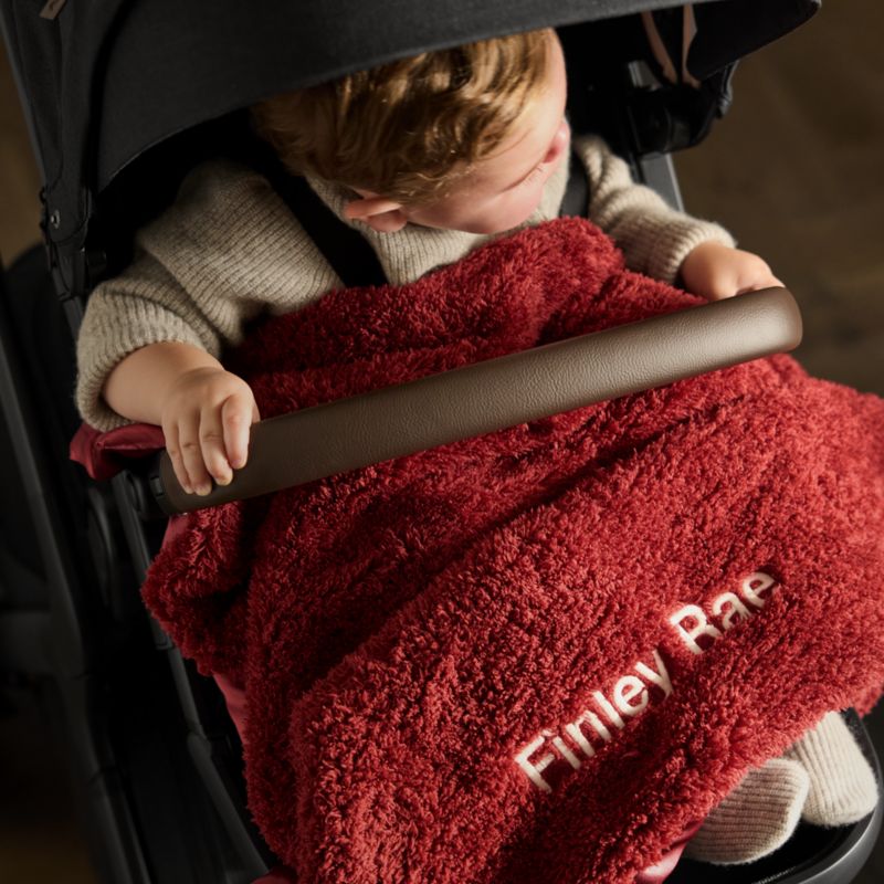 Satin Trim Luminous Red Plush Baby Stroller Blanket - image 1 of 8