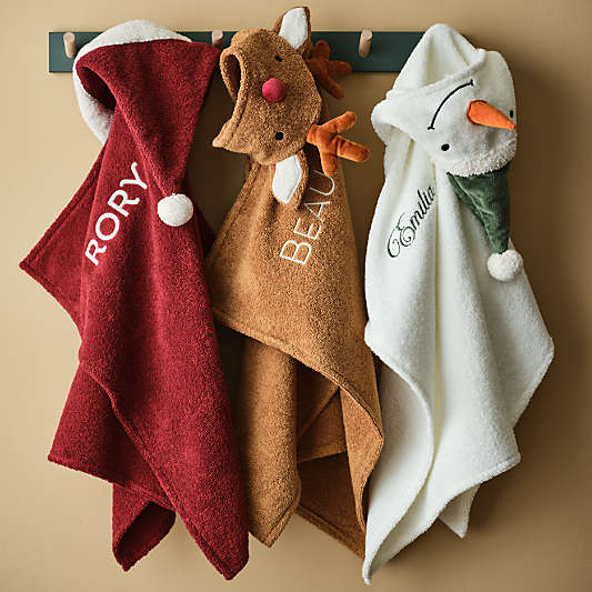 Snowman 100% Organic Cotton Hooded Baby Christmas Towel