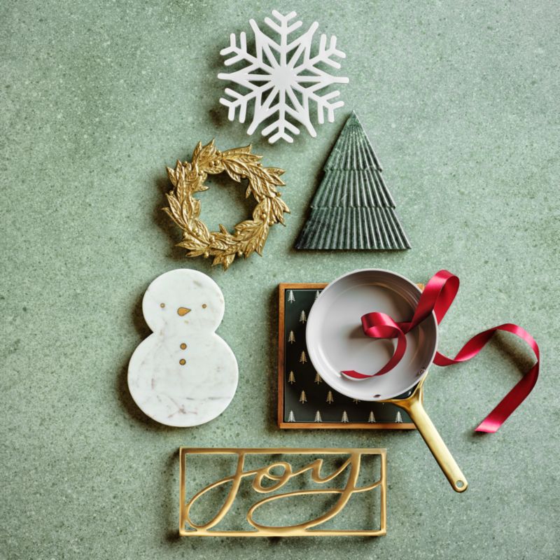 Nordic Trees Stoneware and Acacia Wood Trivet - image 1 of 4