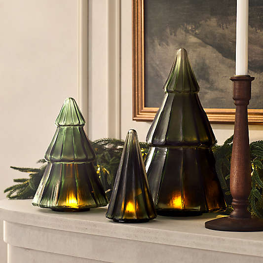 Green Glass Christmas Trees 7"-13.5"