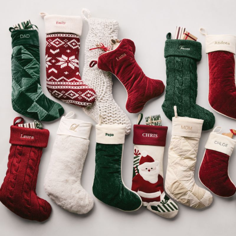 Red Quilted Velvet Mini Christmas Stocking 14" - image 3 of 9