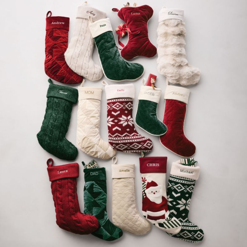 Red Quilted Velvet Mini Christmas Stocking 14" - image 2 of 9