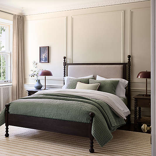 Pembroke Deep Brown Oak Wood Bed