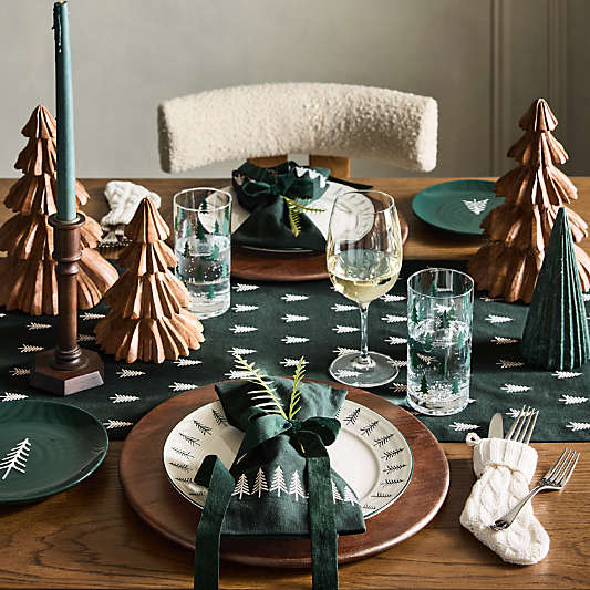 Embroidered Nordic Trees 108" Table Runner