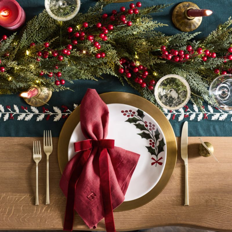 Embroidered Holly Berry 108" Table Runner - image 3 of 5
