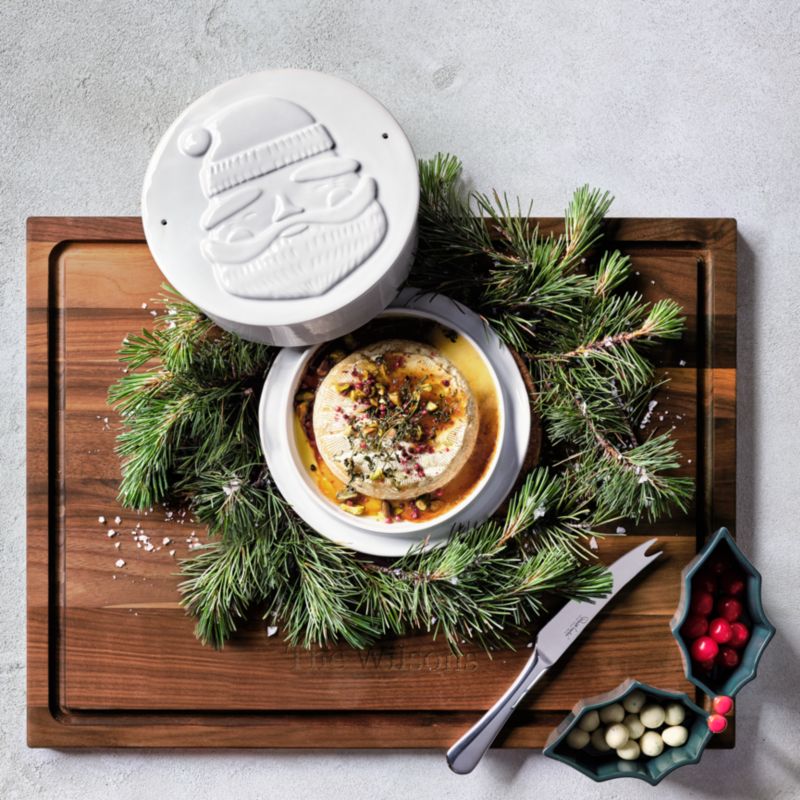 Holiday Santa Stoneware Brie Baking Dish with Lid - image 1 of 7