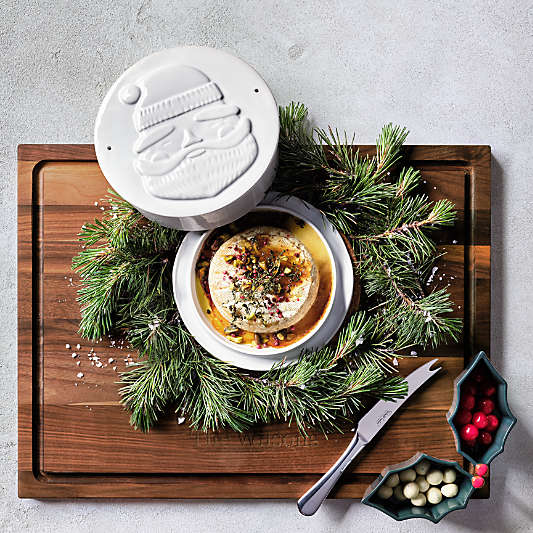 Holiday Santa Stoneware Brie Baking Dish with Lid