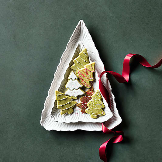 Embossed Tree Stoneware Platters, Set of 2