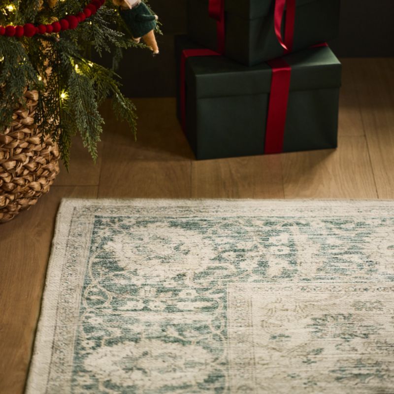 Sadira Green Floral Washable Area Rug 4'x6' - image 2 of 6