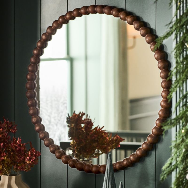 Jenny Lind Deep Brown Wood 30" Round Kids Wall Mirror - image 1 of 5