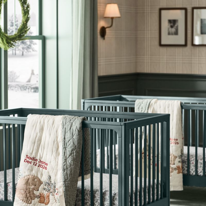 Enchanted Winter Wonderland Embroidered 100% Organic Cotton Baby Crib Quilt - image 1 of 8