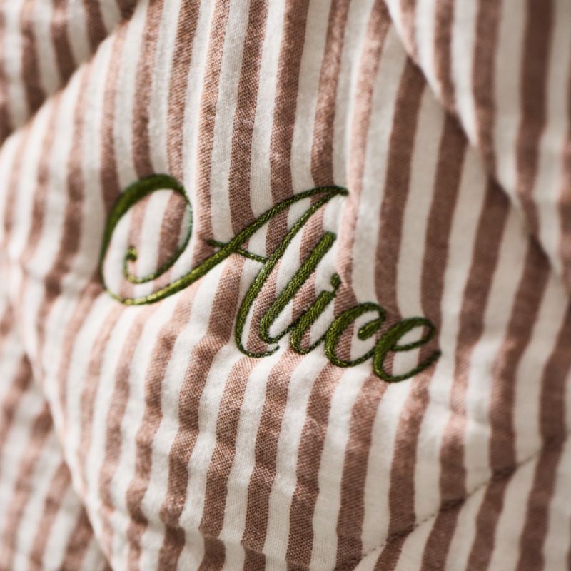 Supersoft Brulee Brown Quilted Striped 100% Organic Cotton Baby Crib Quilt - image 1 of 7