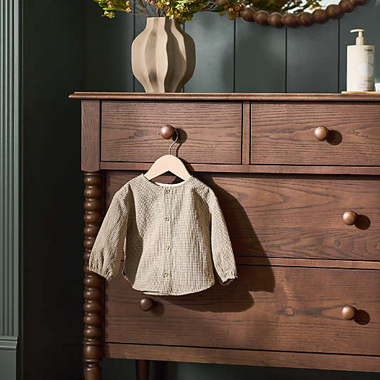 Jenny Lind 37" Deep Brown Wood Narrow 4-Drawer Kids Dresser