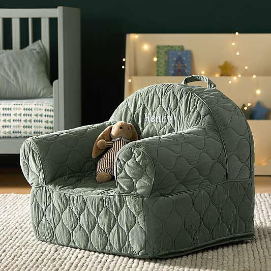 Large Iceberg Green Organic Cotton Quilted Corduroy Kids Lounge Nod Chair Cover