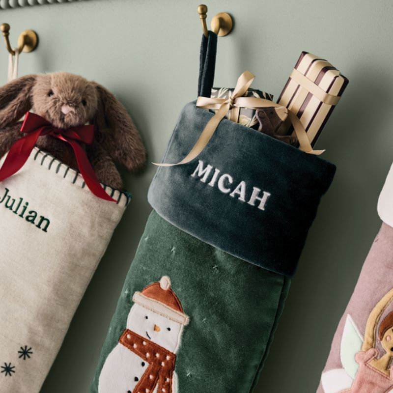 Wonderland Velvet Snowman Kids Christmas Stocking - image 2 of 10