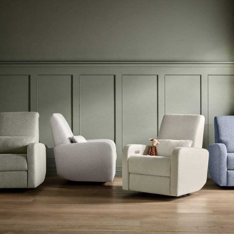 Kinney Field Green Stripe Swivel Glider Power Recliner Nursery Chair - image 4 of 12