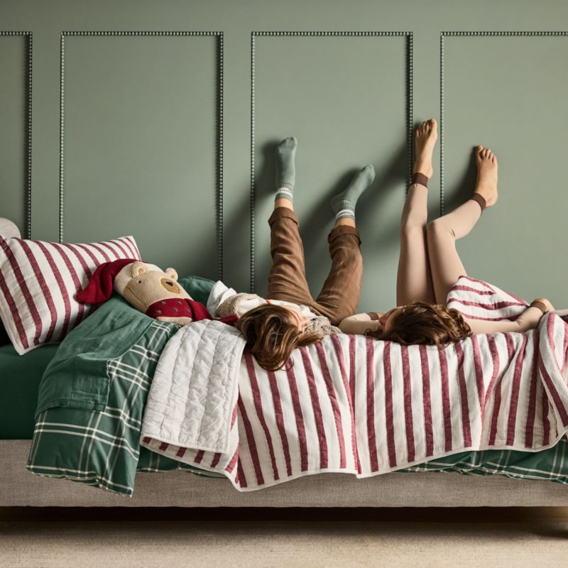 Red Striped Waffle Weave Kids Twin Quilt - image 2 of 13