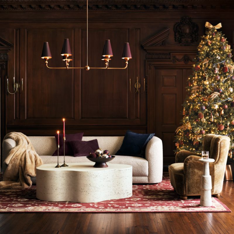 Everton Brass Linear Chandelier Light with Aubergine Metal Shades - image 1 of 6