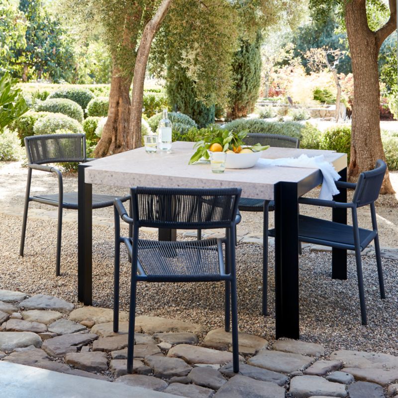 Morocco Graphite Stackable Outdoor Dining Chair with Arms