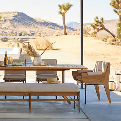 Kinney Teak Outdoor Patio Dining Table, Crate And Barrel Outdoor Dining Table Chairs