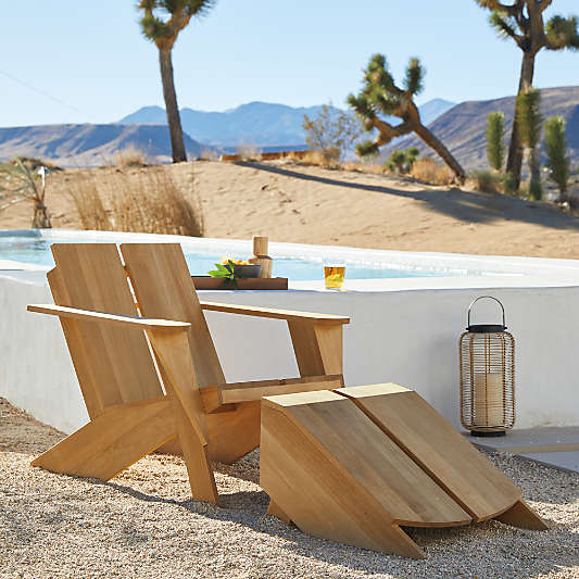 Paso Natural Teak Wood Outdoor Adirondack Chair with Ottoman