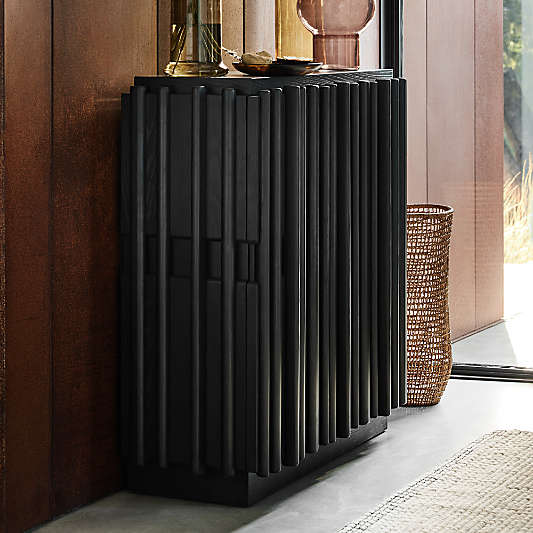 Bardi 38" Ebonized Ash Wood Storage Entryway Cabinet