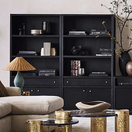 Keane 40" Black Wood Storage Bookcase