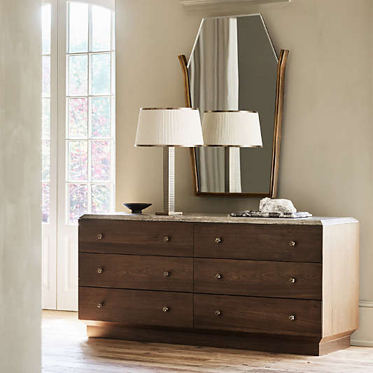 Fusao 66" Stone and Wood 6-Drawer Dresser by Jeremiah Brent