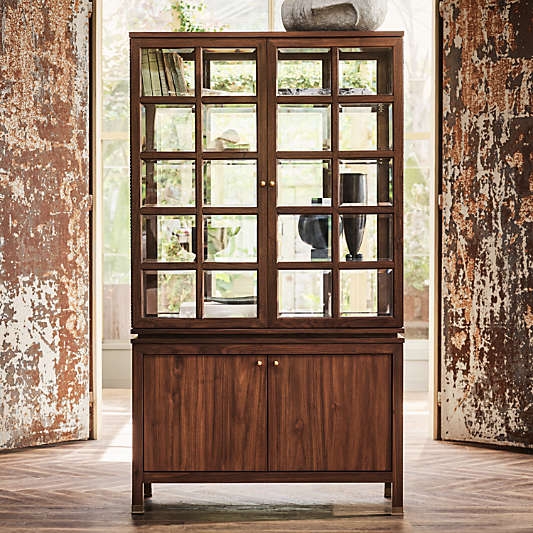 Lattice 40" Walnut and Glass Storage Display Cabinet by Jeremiah Brent