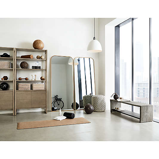 Edge Oak Arch Rectangle Floor Mirror 32"x76"