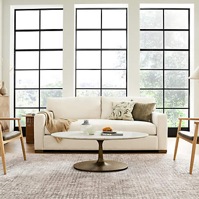 Nero White Marble and Brass Base 50" Oval Coffee Table