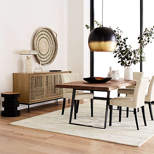 Lowe Ivory Leather Dining Chair with Ebony Wood Legs