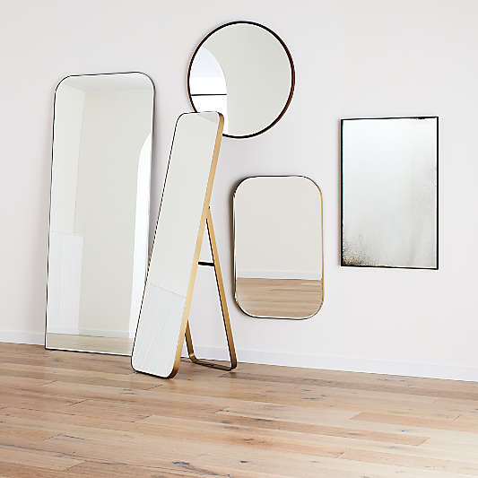 Edge Brass Arch Rectangle Floor Mirror 32"x76"