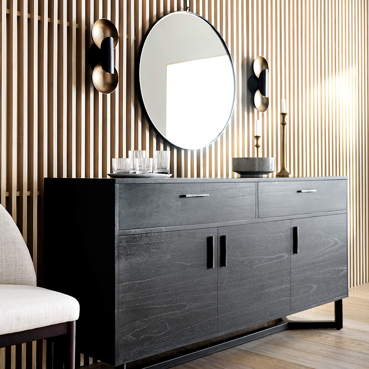 Crate & Barrel Geneva Black Wood Sideboard look-alike from