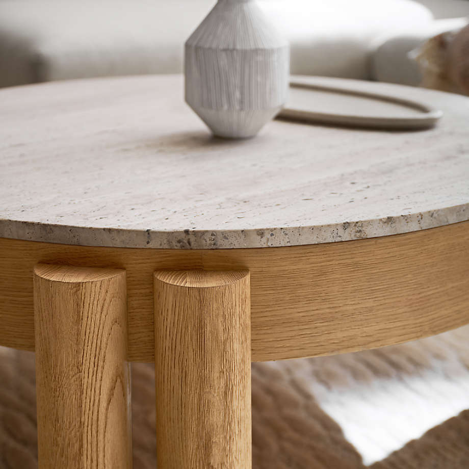 Crate Barrel Oasis Round Wood Coffee Table The Shops at Willow Bend