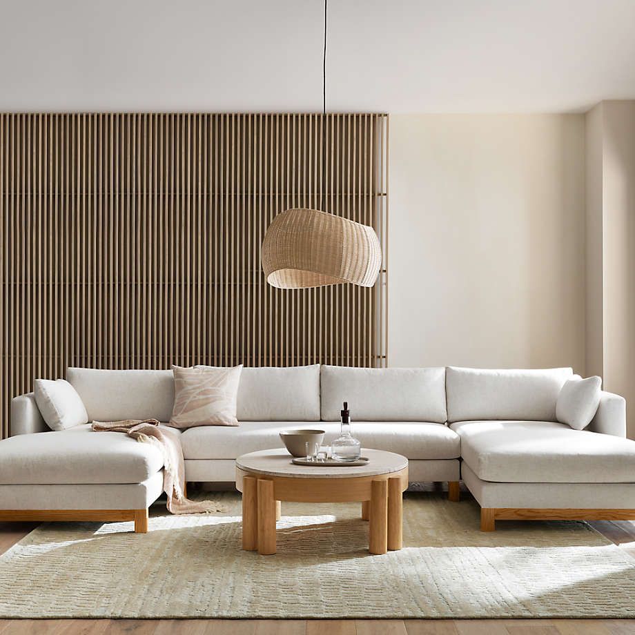 Crate and barrel round store wood coffee table