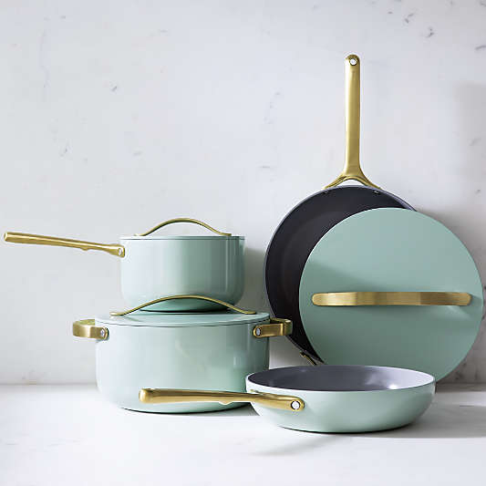 Caraway ® Silt Green 12-Piece Ceramic Non-Stick Cookware Set with Gold Hardware