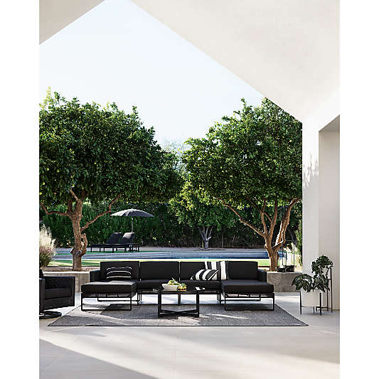Dune Black Outdoor Swivel Lounge Chair with Black Cushions