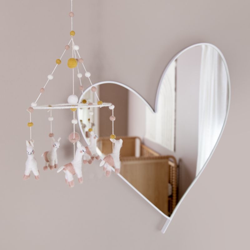 Large Heart White Metal Wall Mirror by Leanne Ford